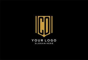 CO monogram logo with geometric shield icon design vector