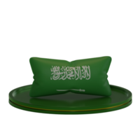 3d rendering pillow with Saudi Arabia Flag motif on a podium suitable for project design png