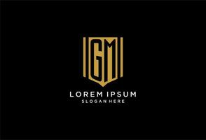 GM monogram logo with geometric shield icon design vector