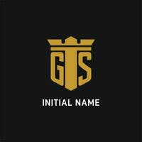 GS initial logo with shield and crown style vector