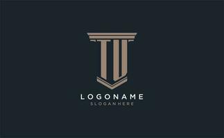 TU initial logo with pillar style, luxury law firm logo design ideas vector