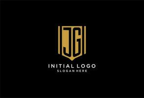JG monogram logo with geometric shield icon design vector