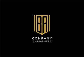 BA monogram logo with geometric shield icon design vector