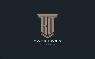 KO initial logo with pillar style, luxury law firm logo design ideas vector