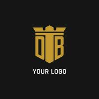 DB initial logo with shield and crown style vector