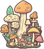 Pilz Aufkleber transparent Illustration. ai generiert. png