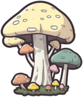 champignon autocollant transparent illustration. ai généré. png