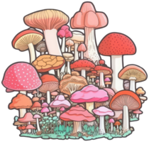 champignon autocollant transparent illustration. ai généré. png