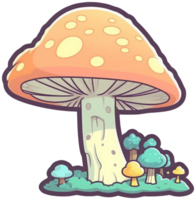 champignon autocollant transparent illustration. ai généré. png