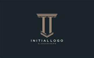 IT initial logo with pillar style, luxury law firm logo design ideas vector