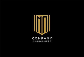 MN monogram logo with geometric shield icon design vector