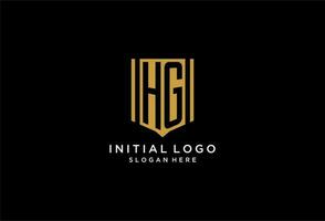 HG monogram logo with geometric shield icon design vector