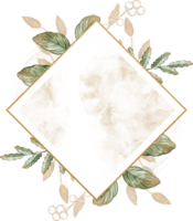 Nature Leaves Square Shape Frame Vintage Gold Labels Vintage png