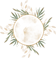 Nature Leaves Frame Vintage Gold Circle Labels Vintage png