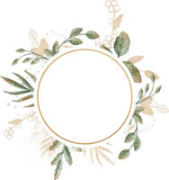 Nature Leaves Frame Vintage Gold Circle Labels Vintage png