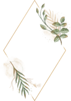naturaleza hojas marco Clásico oro cuadrado etiquetas Clásico png