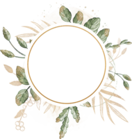 Nature Leaves Frame Vintage Gold Circle Labels Vintage png