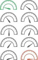 set of speed indictors from minumium to maximium vector