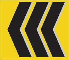 turn left caution sign with yellow and black background vector