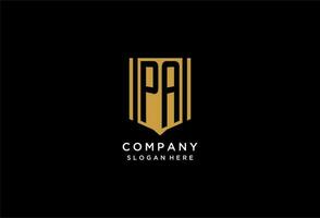 PA monogram logo with geometric shield icon design vector
