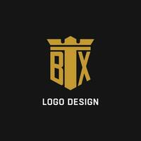 BX initial logo with shield and crown style vector