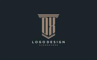 DX initial logo with pillar style, luxury law firm logo design ideas vector