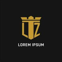LZ initial logo with shield and crown style vector