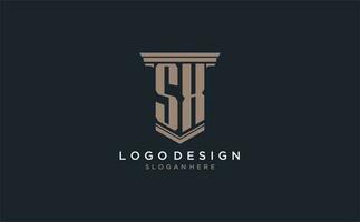 SX initial logo with pillar style, luxury law firm logo design ideas vector