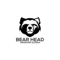 bear head logo design line art vector