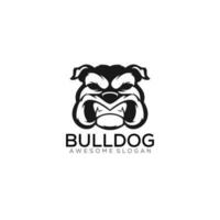 bulldog head logo design line art vector