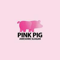 pink pig logo design gradient colorful vector