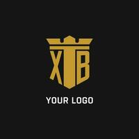 XB initial logo with shield and crown style vector