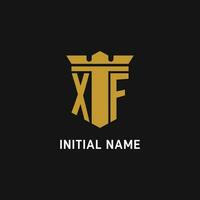 XF initial logo with shield and crown style vector