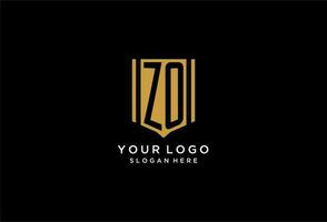 ZO monogram logo with geometric shield icon design vector