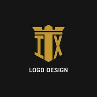 IX initial logo with shield and crown style vector