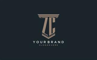 ZC initial logo with pillar style, luxury law firm logo design ideas vector