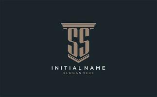 SS initial logo with pillar style, luxury law firm logo design ideas vector