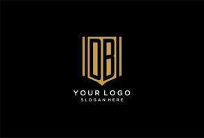 DB monogram logo with geometric shield icon design vector