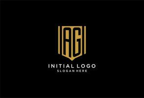 AG monogram logo with geometric shield icon design vector