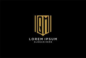 QM monogram logo with geometric shield icon design vector