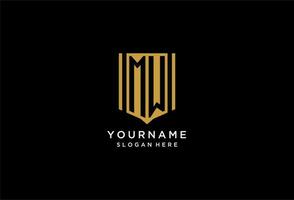 MW monogram logo with geometric shield icon design vector