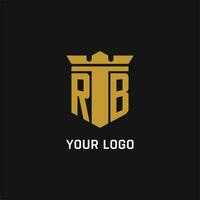 RB initial logo with shield and crown style vector