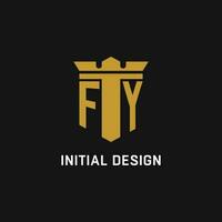 fy inicial logo con proteger y corona estilo vector