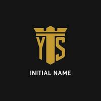 YS initial logo with shield and crown style vector