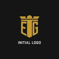 EG initial logo with shield and crown style vector