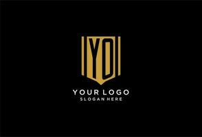 YO monogram logo with geometric shield icon design vector