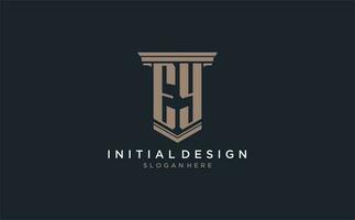 ey inicial logo con pilar estilo, lujo ley firma logo diseño ideas vector