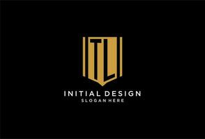 TL monogram logo with geometric shield icon design vector