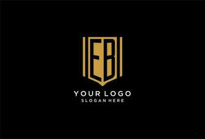 EB monogram logo with geometric shield icon design vector