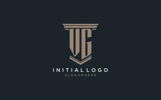 VG initial logo with pillar style, luxury law firm logo design ideas vector